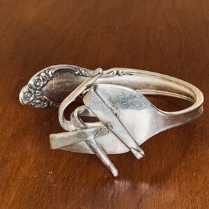 Vintage Silver Plate bent fork bracelet